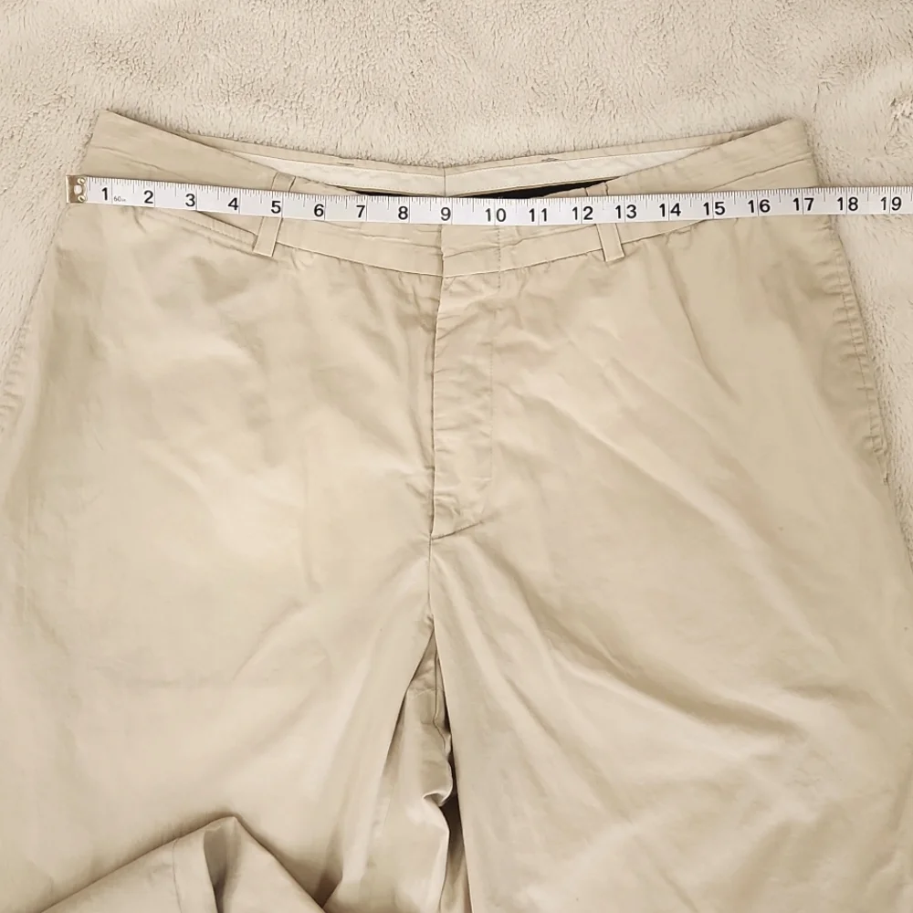 Theory Men's Flat Front Straight Leg Tan Khaki Classic Chino Pants Size 34 x 30